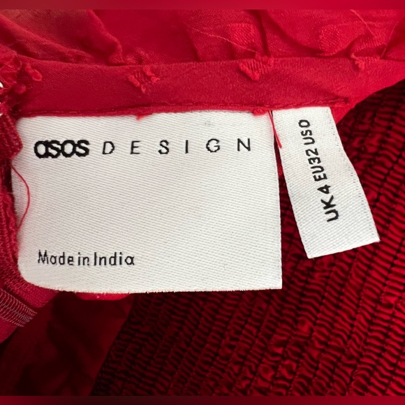 ASOS Ruby Red Ostrich Texture Dress Size 0 - Picture 3 of 3
